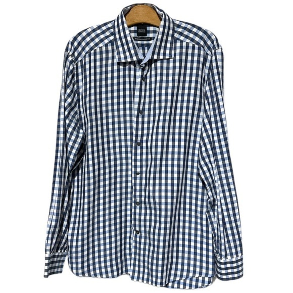 Saks Fifth Avenue Black Men's size XL color navy light blue & white Shirt (1767)